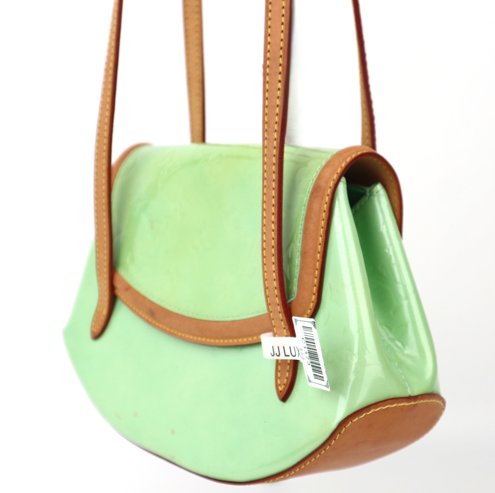 C1173 Louis Vuitton Vernic Biscayne Bay Leather Shoulder Bag Green-Pre Owned