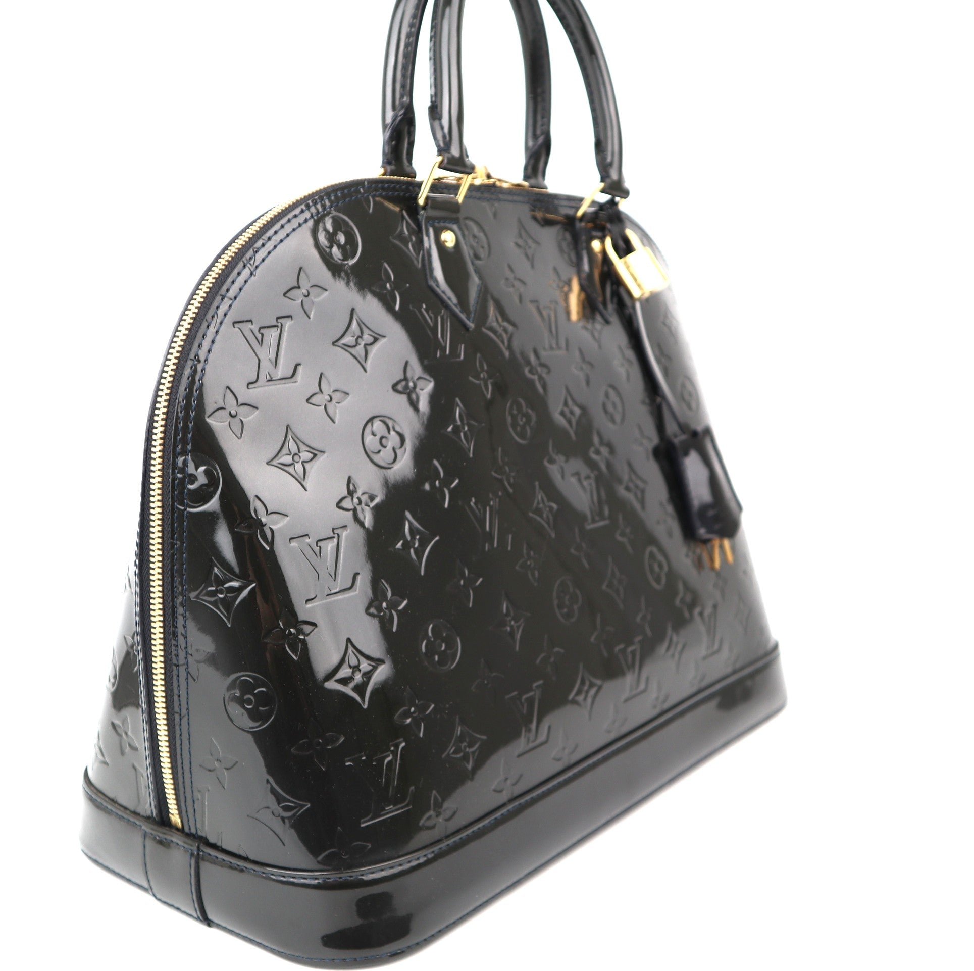 C1179 Louis Vuitton Black Magnetique Monogram Vernis Alma GM Bag-Pre Owned