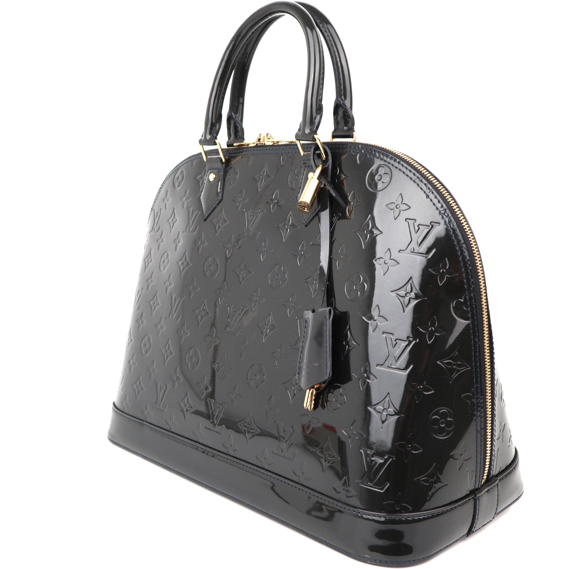 C1179 Louis Vuitton Black Magnetique Monogram Vernis Alma GM Bag-Pre Owned