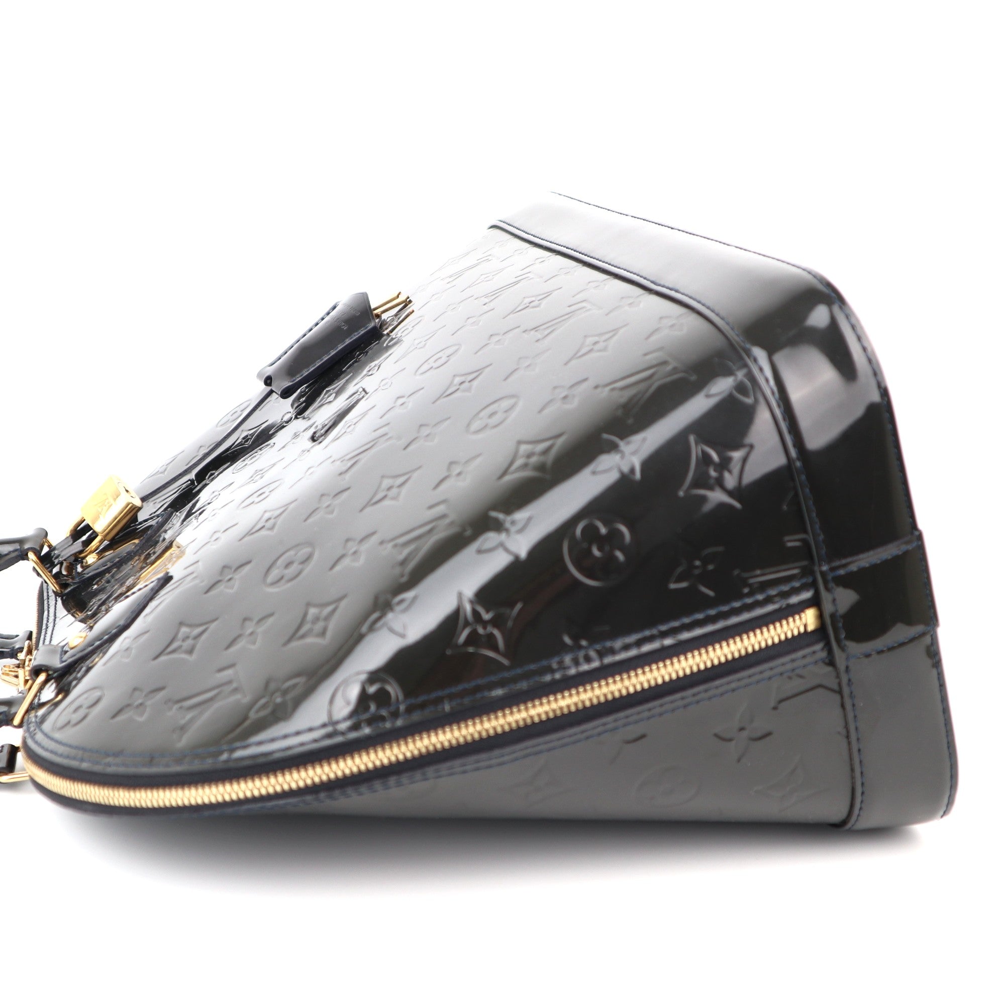 C1179 Louis Vuitton Black Magnetique Monogram Vernis Alma GM Bag-Pre Owned