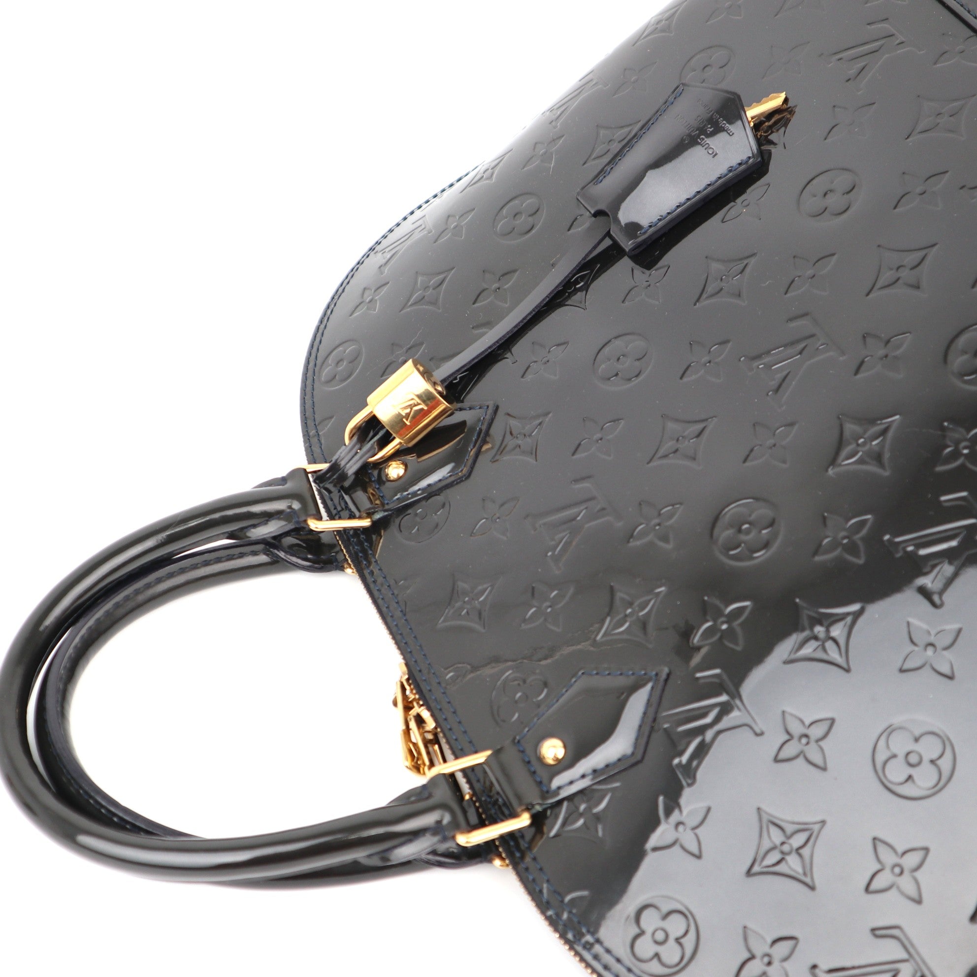 C1179 Louis Vuitton Black Magnetique Monogram Vernis Alma GM Bag-Pre Owned
