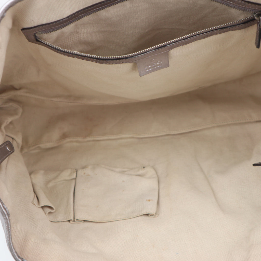 C2630 Gucci Shoulder Bag GG Twins Guccissima Silver | Pre-Owned Excellent Silver Guccissima, GG monogram Canvas, Leather