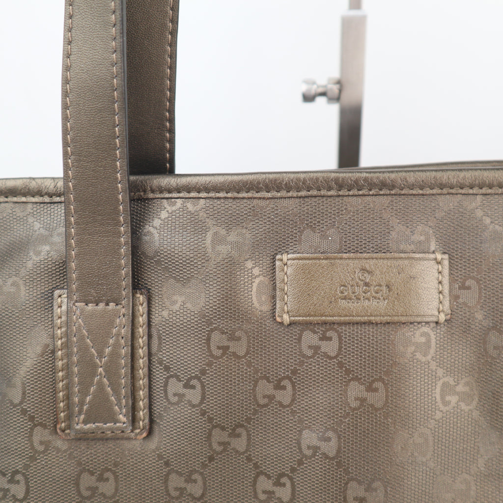C2632 Gucci Tote Bag GG Imprimé BRONZE PVC Medium | Pre-Owned Very Good Bronze GG monogram PVC, Canvas
