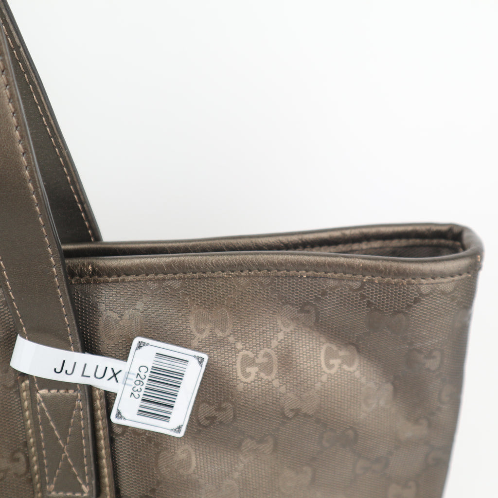 C2632 Gucci Tote Bag GG Imprimé BRONZE PVC Medium | Pre-Owned Very Good Bronze GG monogram PVC, Canvas
