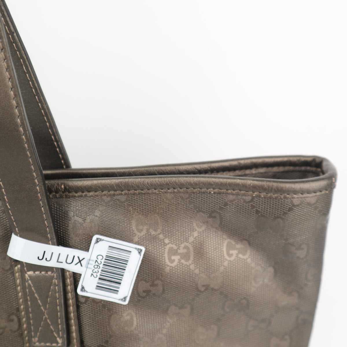 C2632 Gucci Tote Bag GG Imprimé BRONZE PVC Medium | Pre-Owned Very Good Bronze GG monogram PVC, Canvas