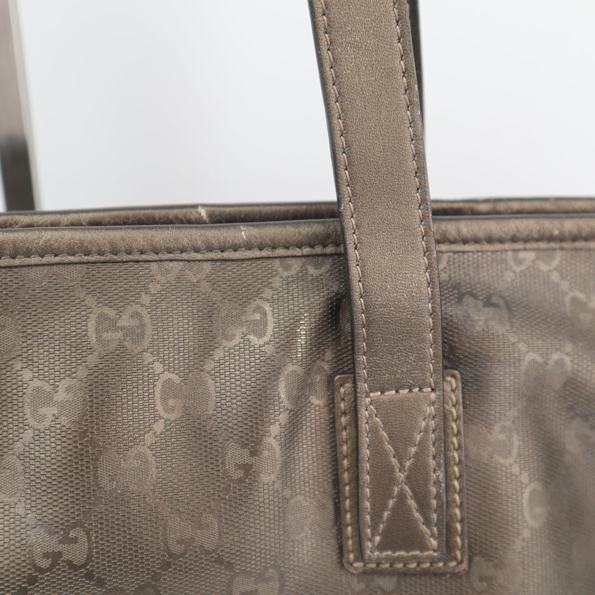 C2632 Gucci Tote Bag GG Imprimé BRONZE PVC Medium | Pre-Owned Very Good Bronze GG monogram PVC, Canvas
