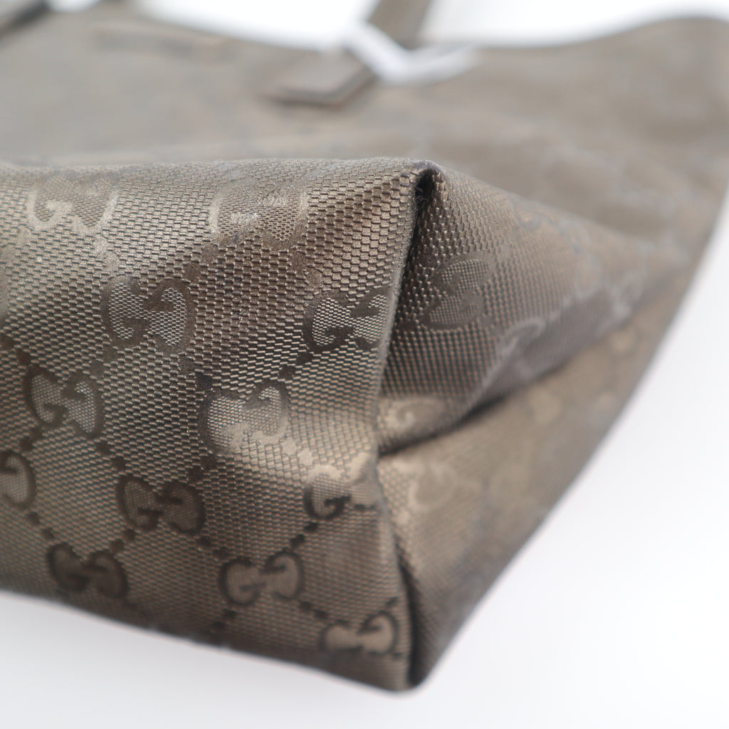 C2632 Gucci Tote Bag GG Imprimé BRONZE PVC Medium | Pre-Owned Very Good Bronze GG monogram PVC, Canvas