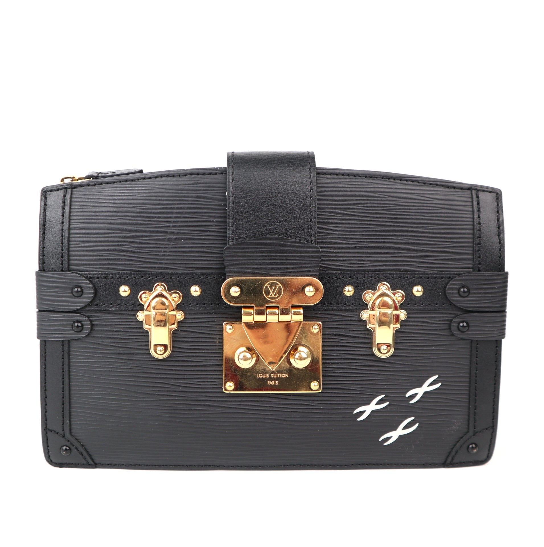 C1175 Louis Vuitton Black Epi Leather Trunk Clutch Bag-Pre Owned