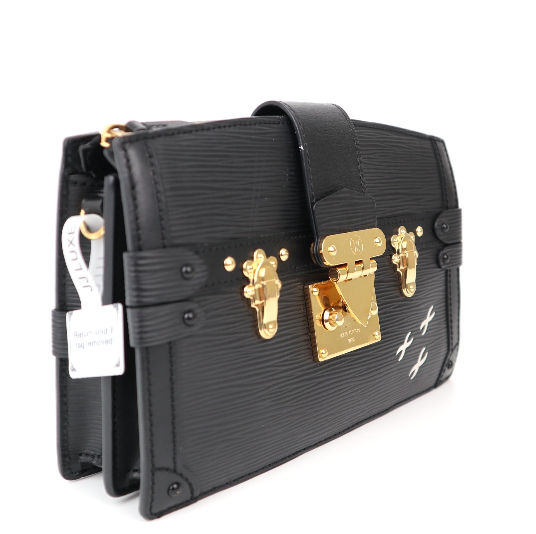C1175 Louis Vuitton Black Epi Leather Trunk Clutch Bag-Pre Owned