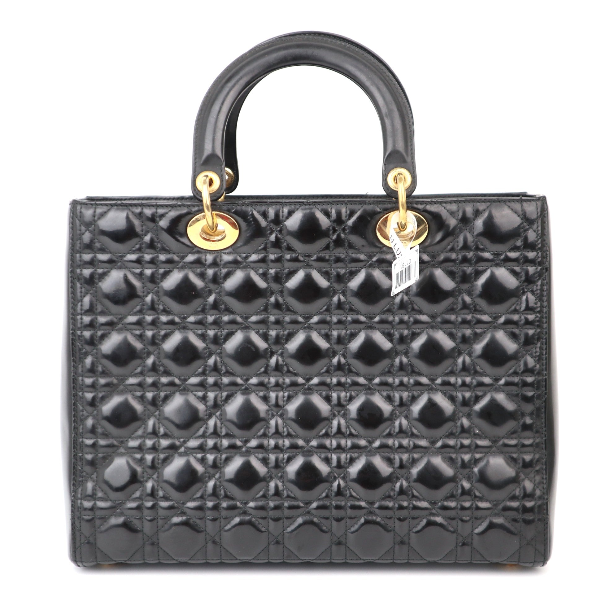 C1181 Dior Lady Dior Large Black Patent Leather Totes Bag-Pre Owned
