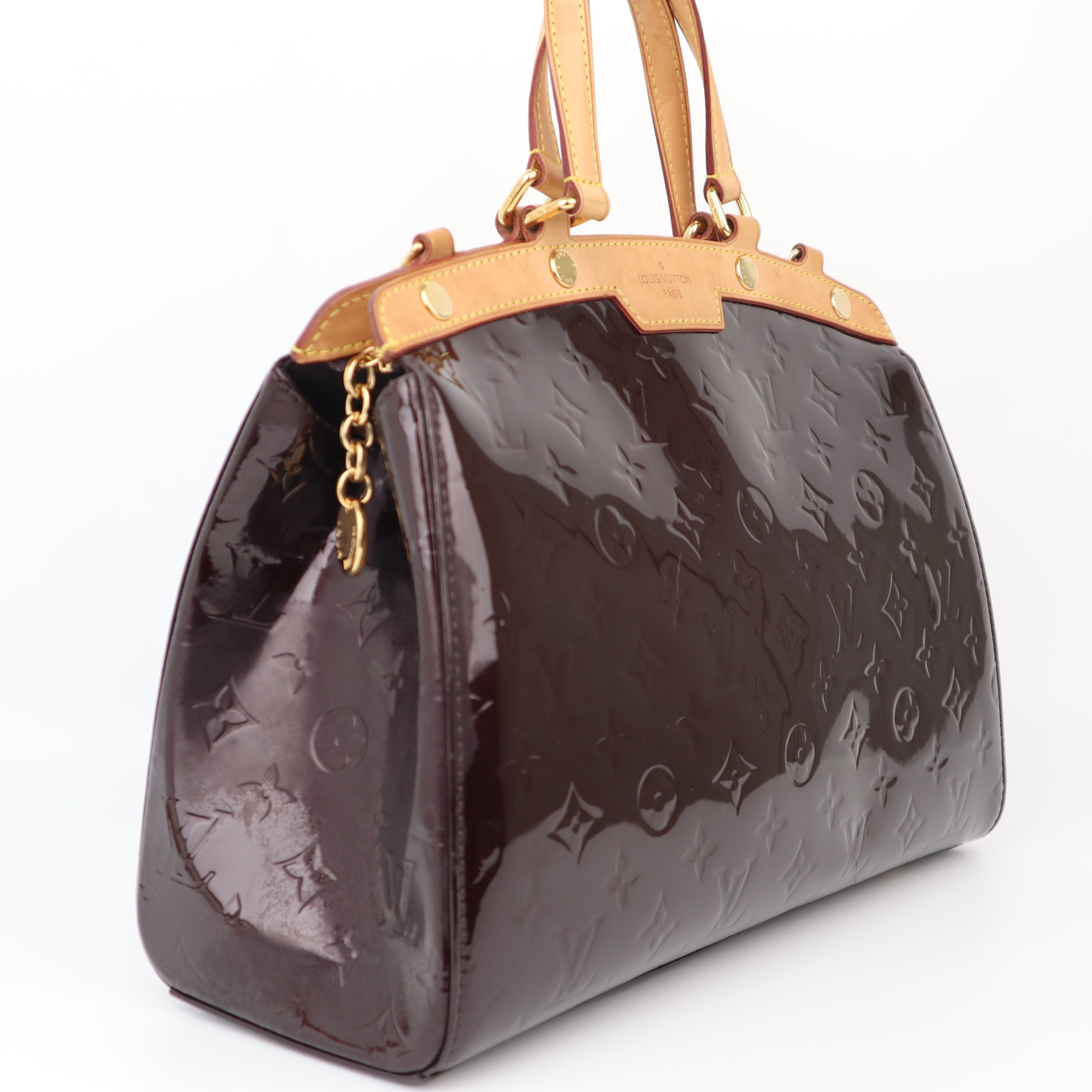 C1182 Louis Vuitton Amarante Monogram Vernis Brea MM Bag-Pre Owned