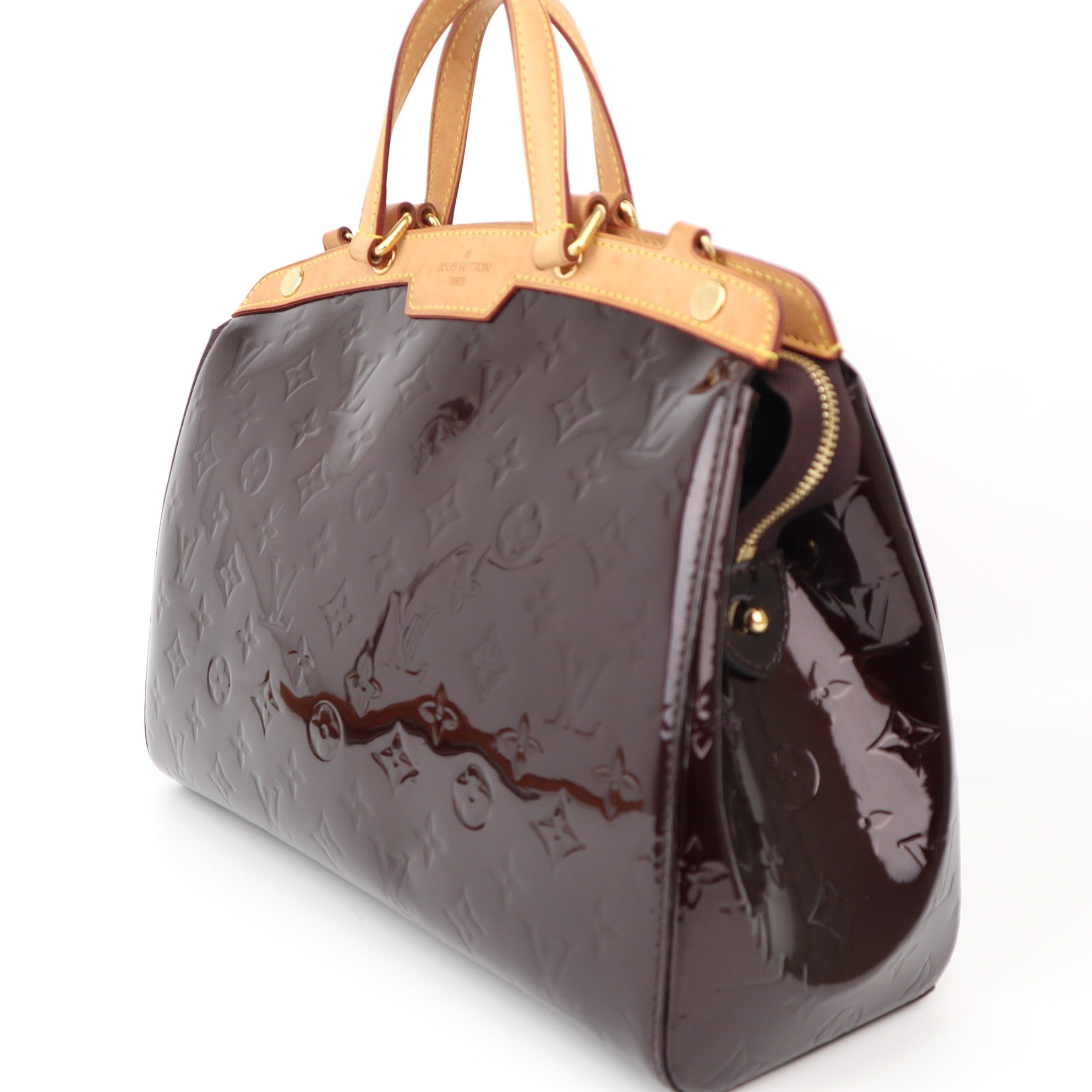 C1182 Louis Vuitton Amarante Monogram Vernis Brea MM Bag-Pre Owned