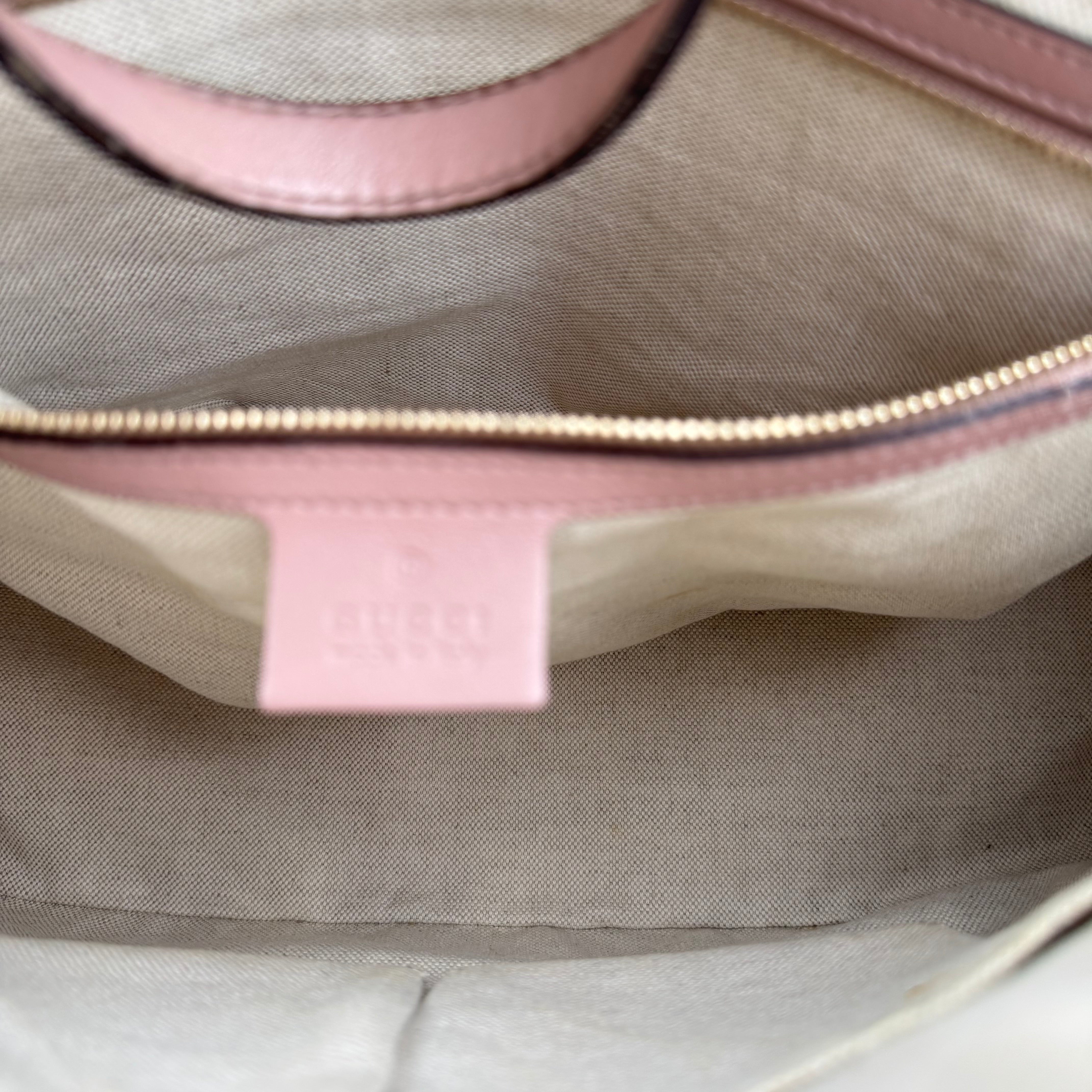 J3536 Gucci Microguccissima Patent Leather Nice Shoulder Bag Beige- Pre Owned