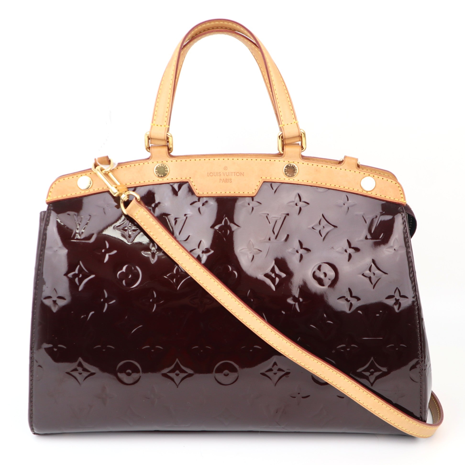 C1182 Louis Vuitton Amarante Monogram Vernis Brea MM Bag-Pre Owned