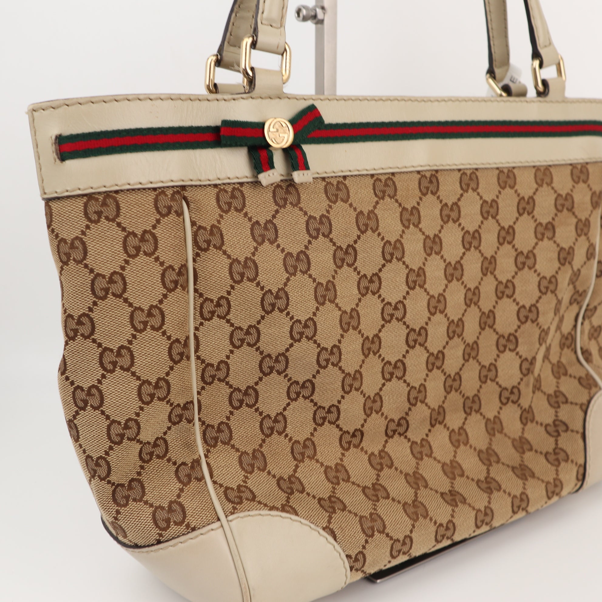 Gucci GG Canvas Web Mayfair Shoulder Bag C1798 | Pre-Owned Very Good Brown GG, Web Canvas