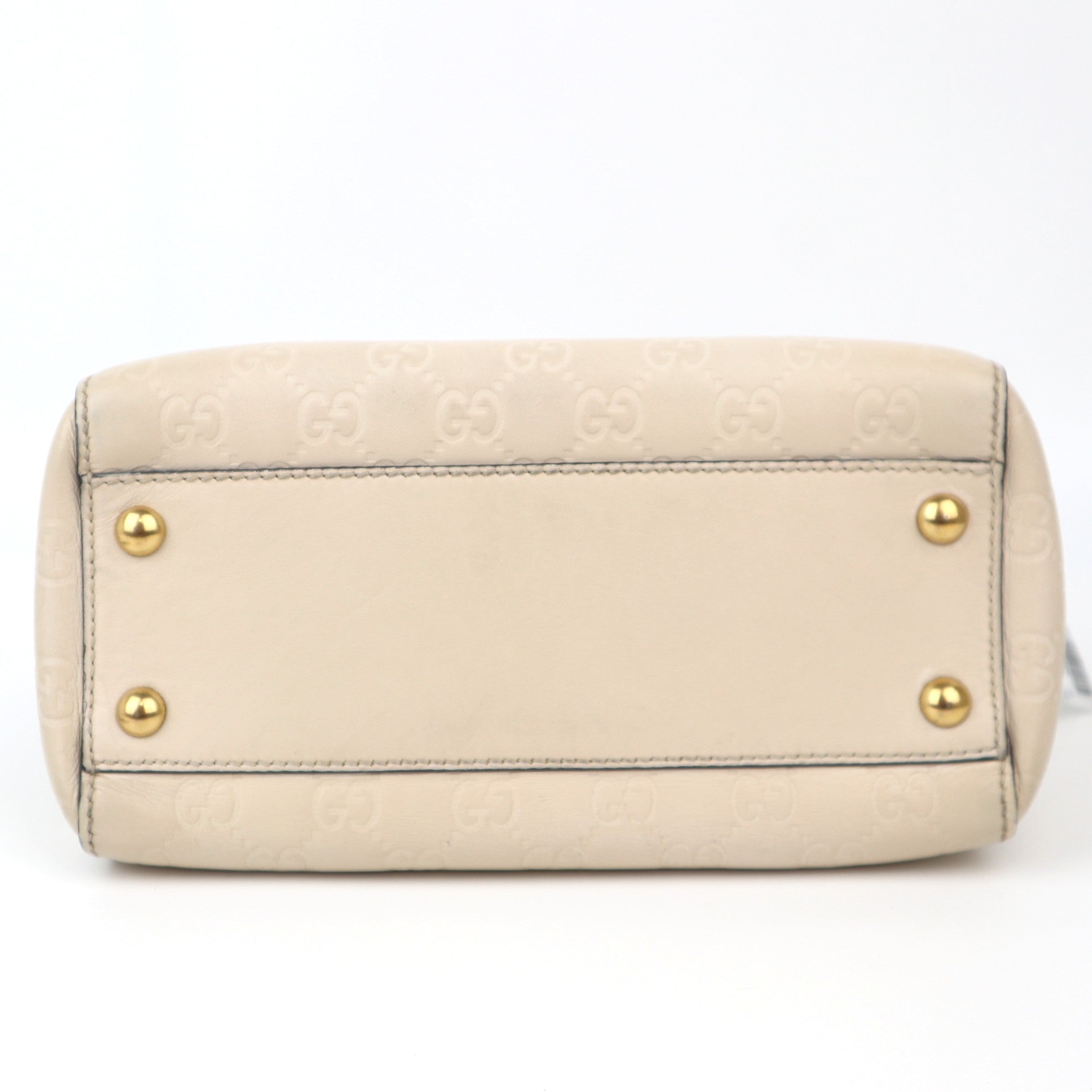 C1184 Gucci  White Guccissima Leather Boston Bag -Pre Owned