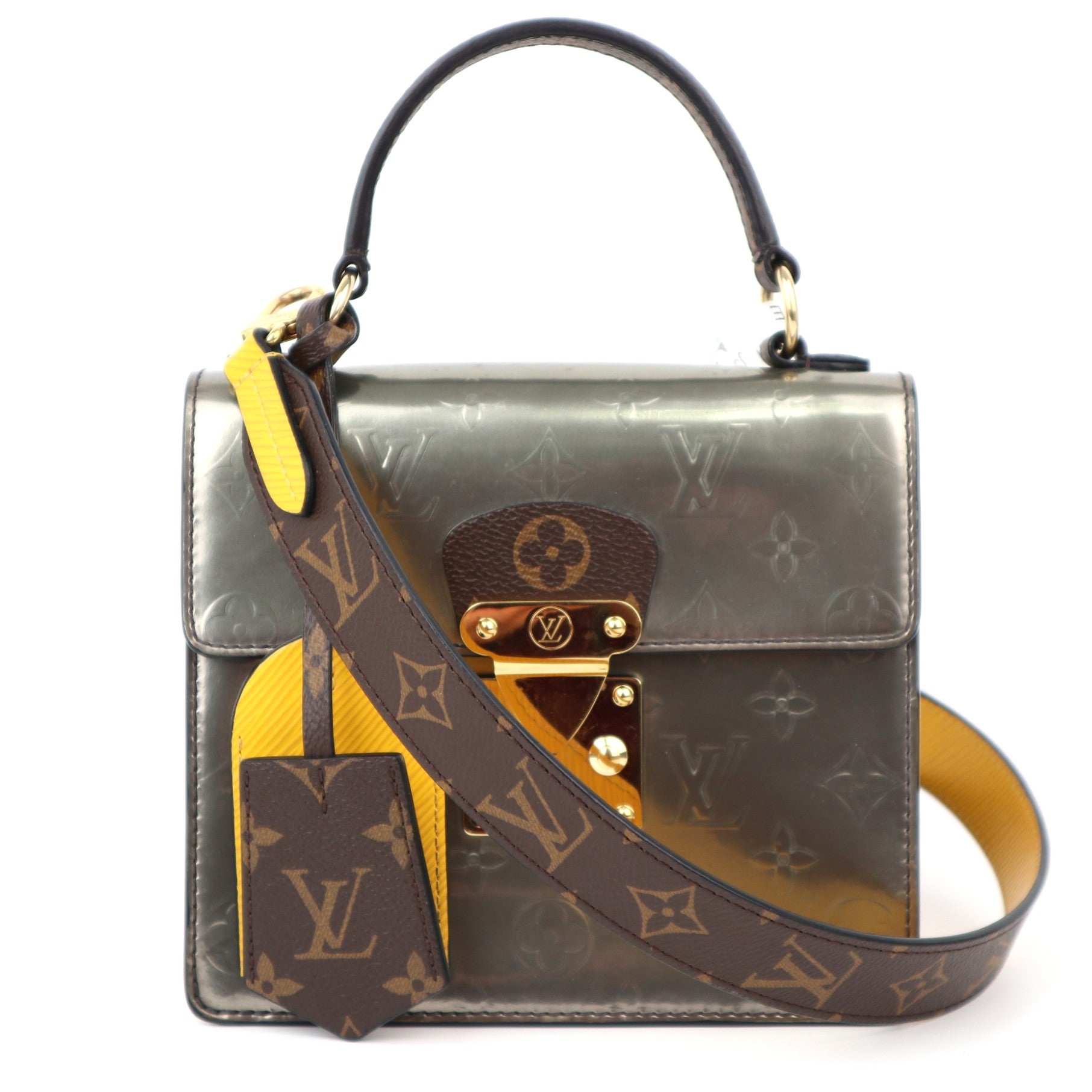 C1185 Louis Vuitton Vernis Epi Monogram Spring Street Bitume Metallise-Pre Owned