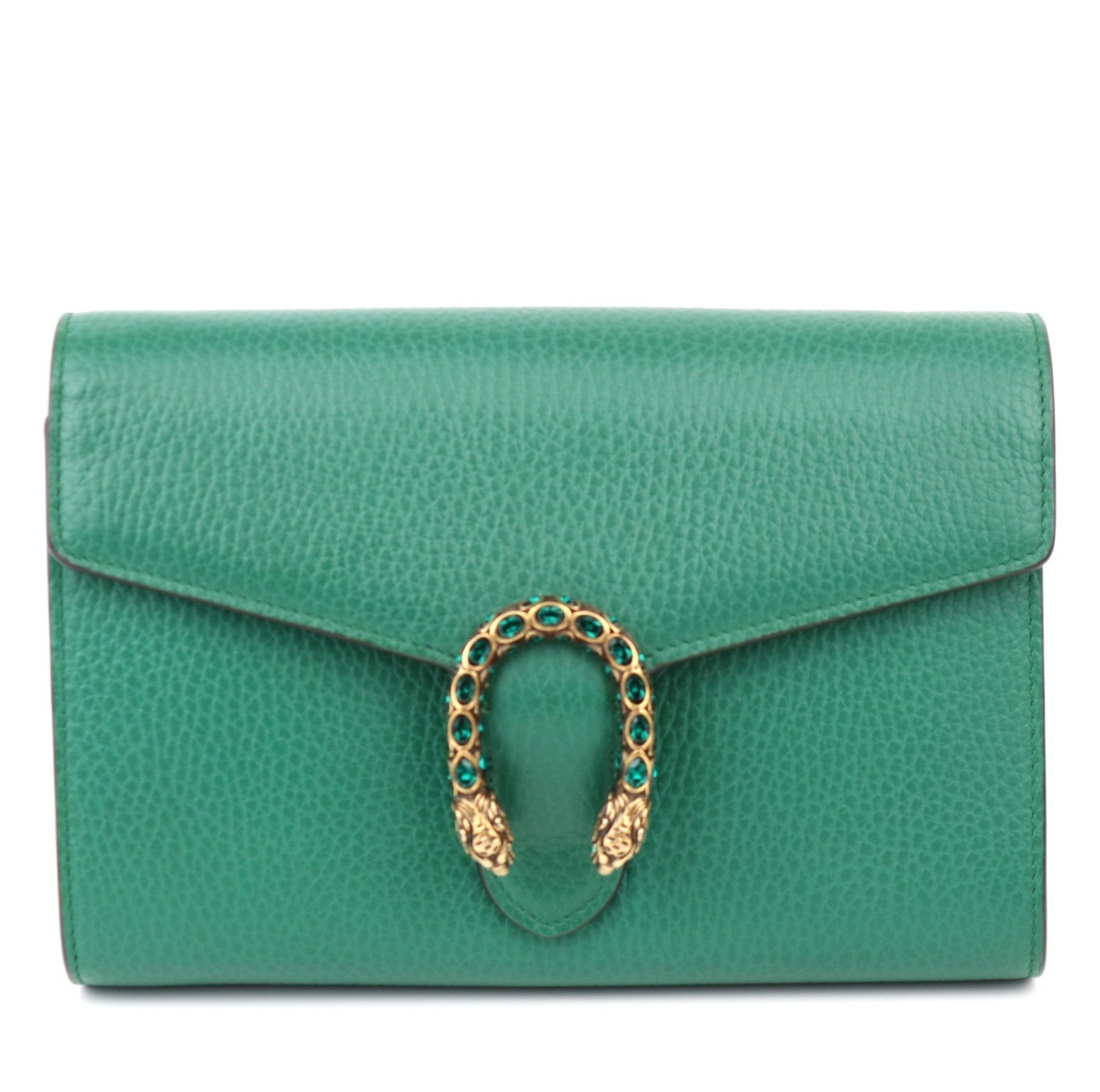 C1186 Gucci Dionysus Chain Wallet Leather  crossbody bag Green-Pre Owned