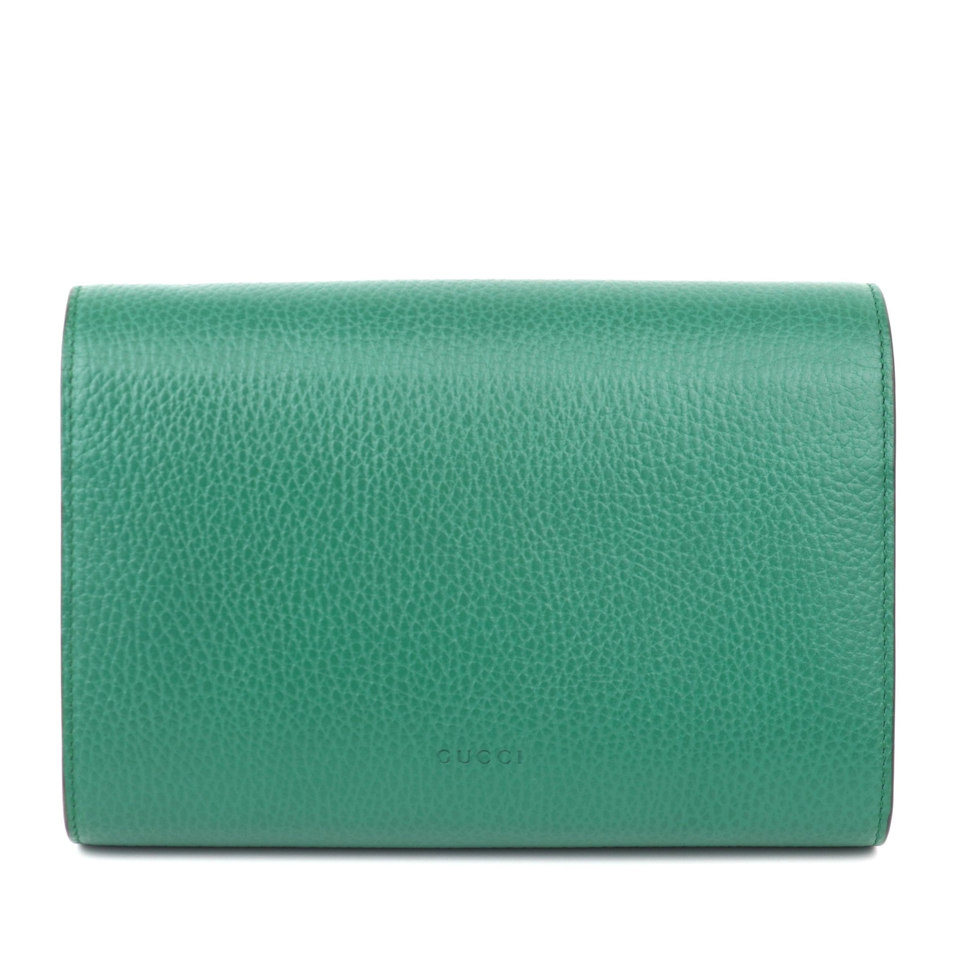 C1186 Gucci Dionysus Chain Wallet Leather  crossbody bag Green-Pre Owned