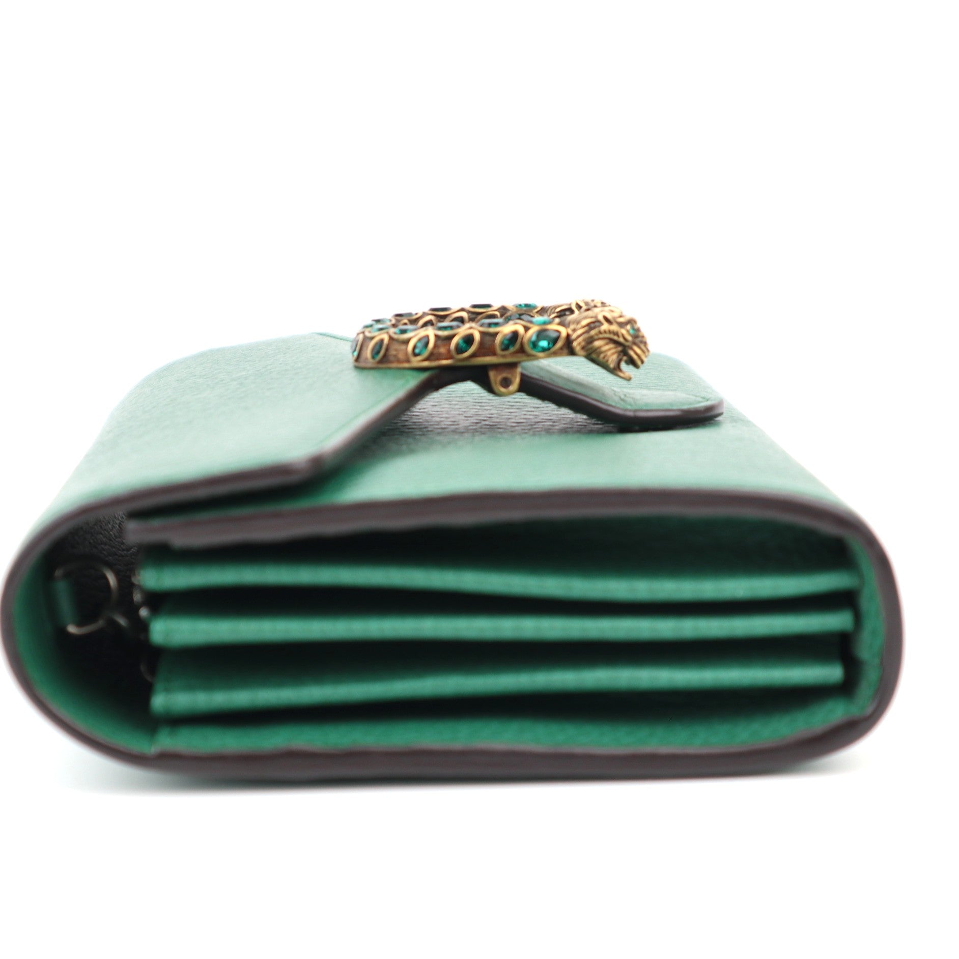 C1186 Gucci Dionysus Chain Wallet Leather  crossbody bag Green-Pre Owned