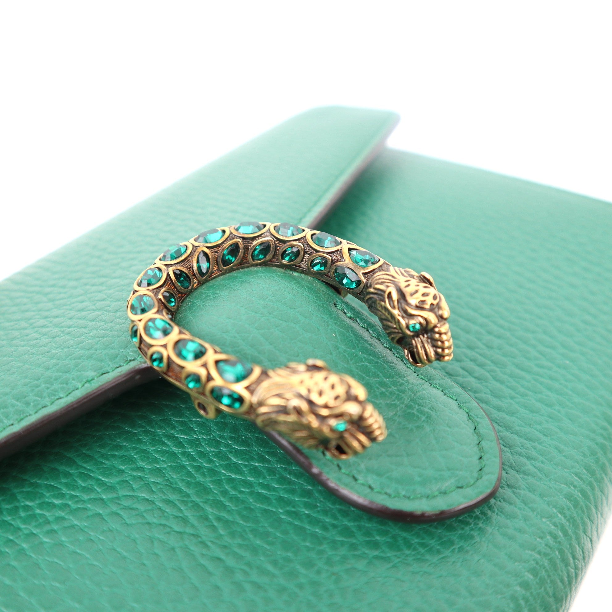 C1186 Gucci Dionysus Chain Wallet Leather  crossbody bag Green-Pre Owned