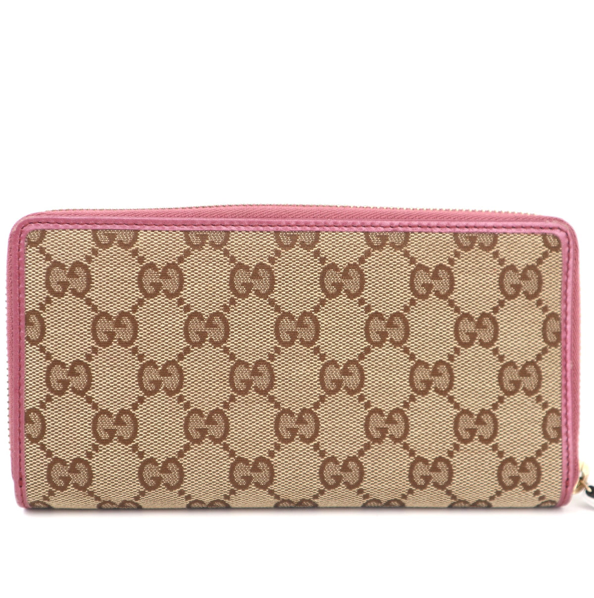 C2644 Gucci Wallet GG Canvas Wallet With Purple Leather Trim & Gold Heart Pink | Pre-Owned Excellent Pink GG monogram Canvas, Leather