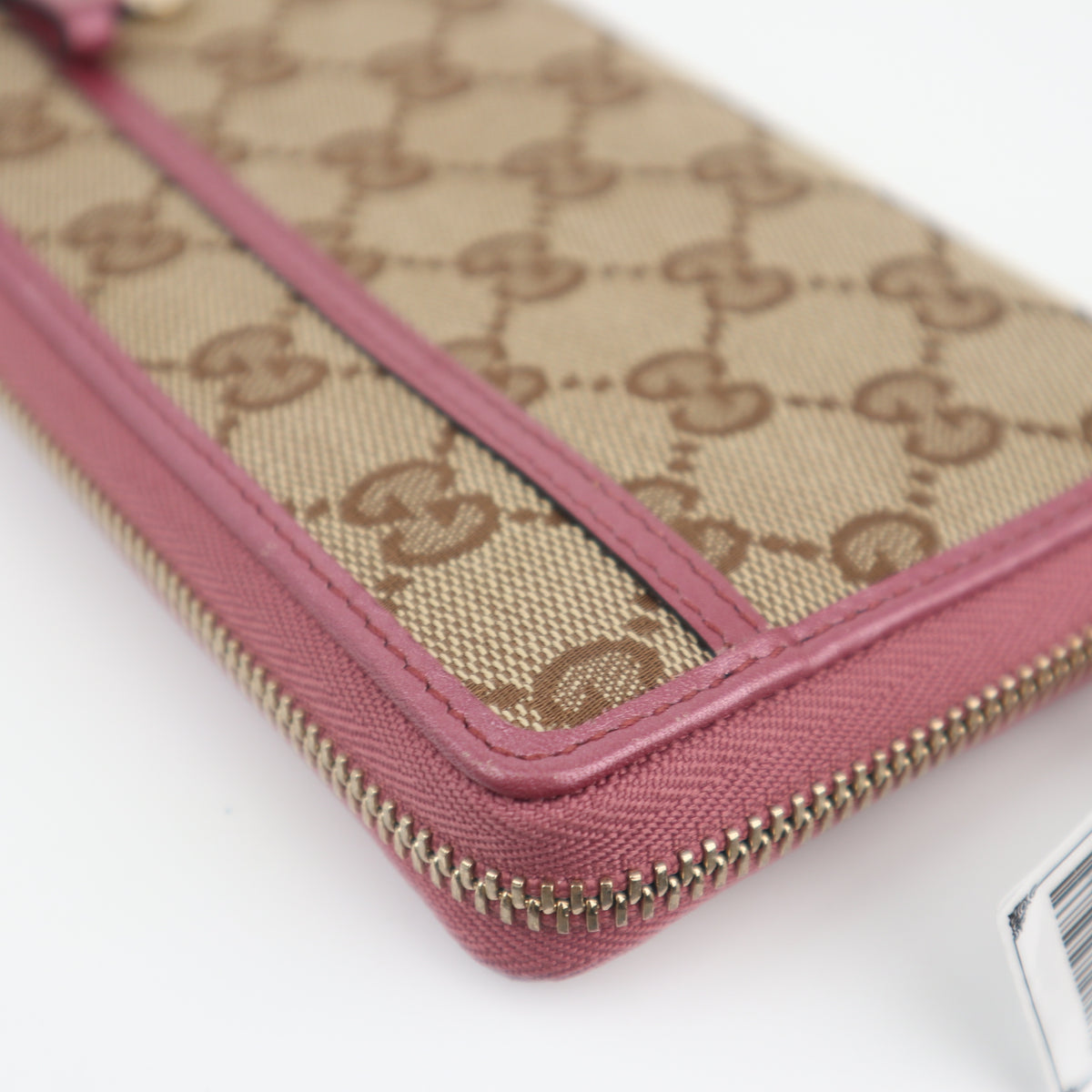 C2644 Gucci Wallet GG Canvas Wallet With Purple Leather Trim & Gold Heart Pink | Pre-Owned Excellent Pink GG monogram Canvas, Leather