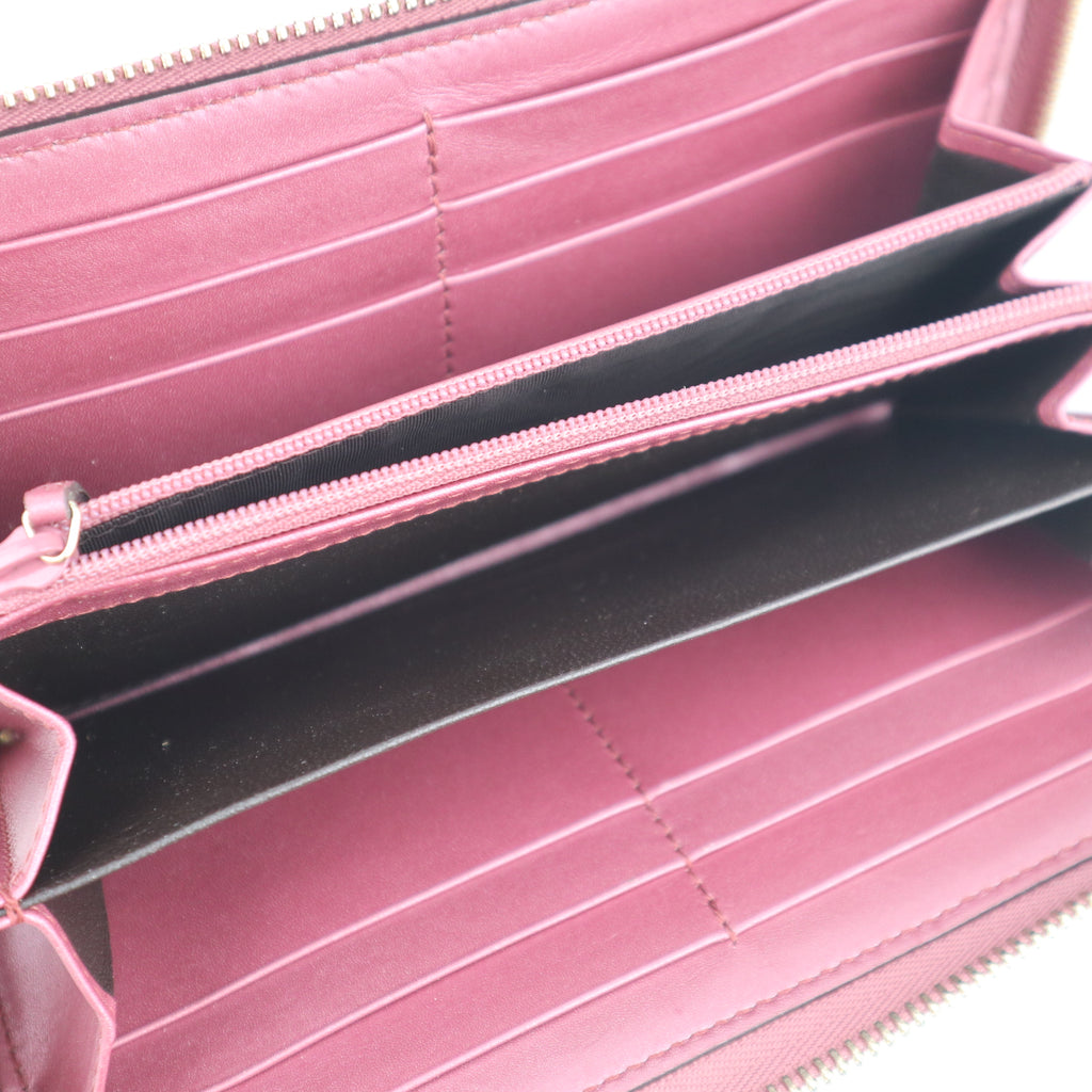 C2644 Gucci Wallet GG Canvas Wallet With Purple Leather Trim & Gold Heart Pink | Pre-Owned Excellent Pink GG monogram Canvas, Leather