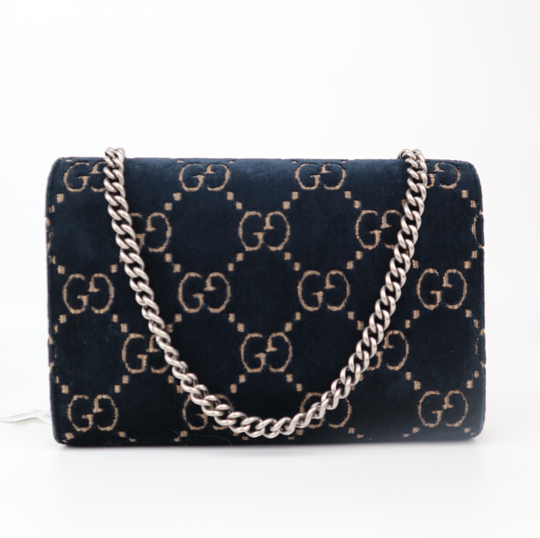 C1199 Gucci Blue GG Velvet Super  Dionysus Chain Bag-Pre Owned
