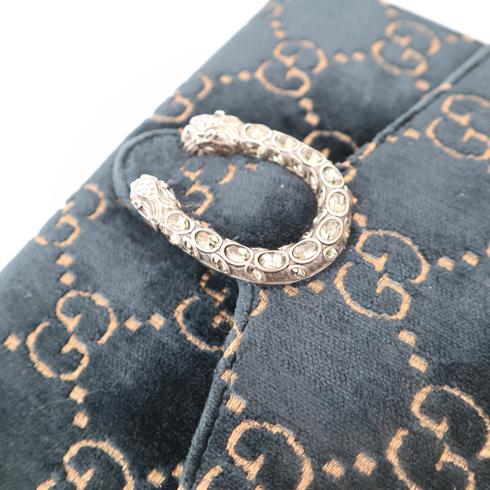 C1199 Gucci Blue GG Velvet Super  Dionysus Chain Bag-Pre Owned