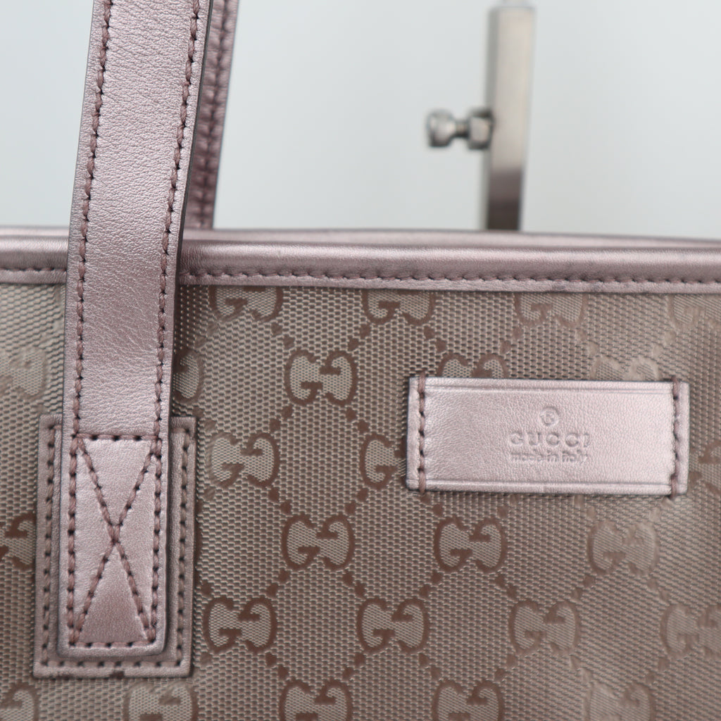 C2664 Gucci Tote Bag GG Imprimé Medium | Pre-Owned Excellent Light Purple Polyvinyl chloride (PVC) GG Imprimé