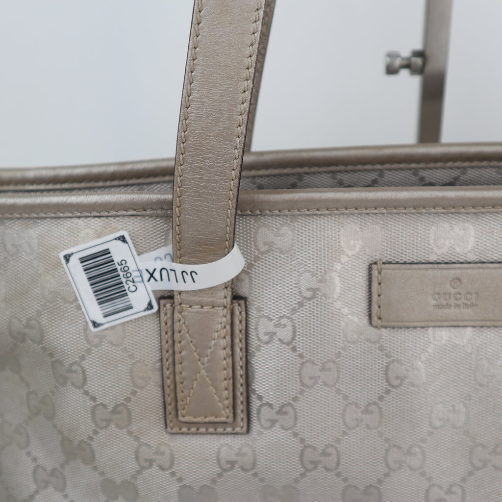 C2665 Gucci Tote Bag GG Imprimé Medium | Pre-Owned Excellent Silver Polyvinyl chloride (PVC) GG Imprimé