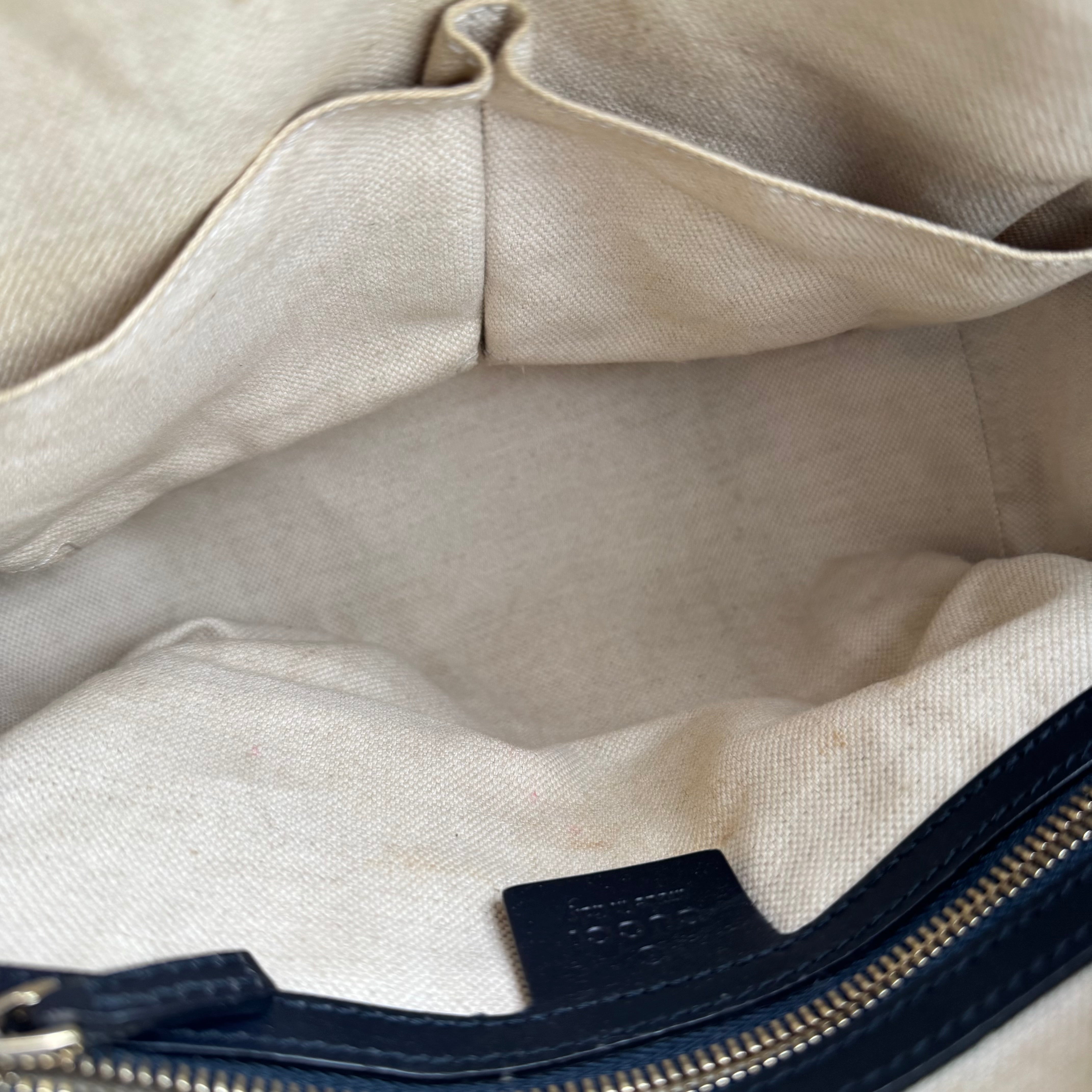 J3556 Gucci Web Boston Crossbody Bag In Sand- Pre Owned