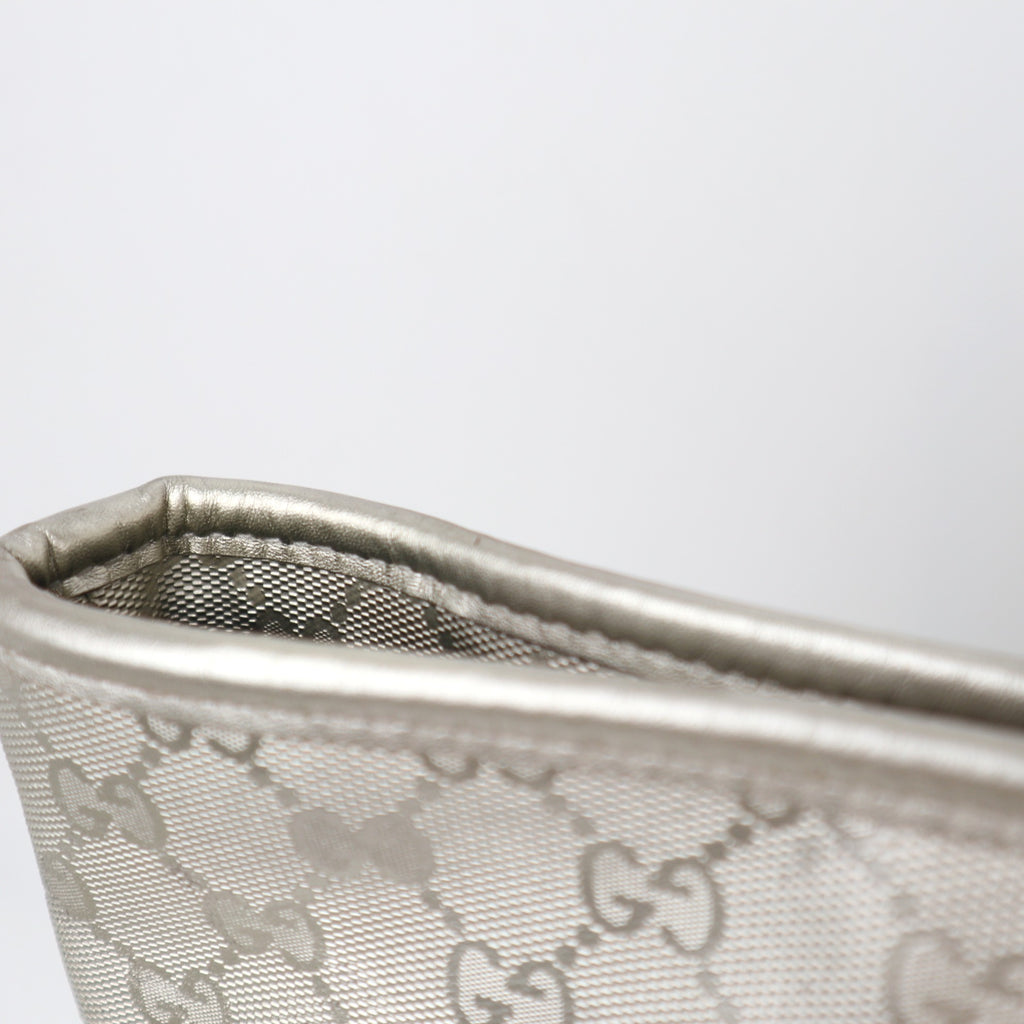 C2666 Gucci Tote Bag GG Imprimé Large | Pre-Owned Excellent Silver Polyvinyl chloride (PVC) GG Imprimé