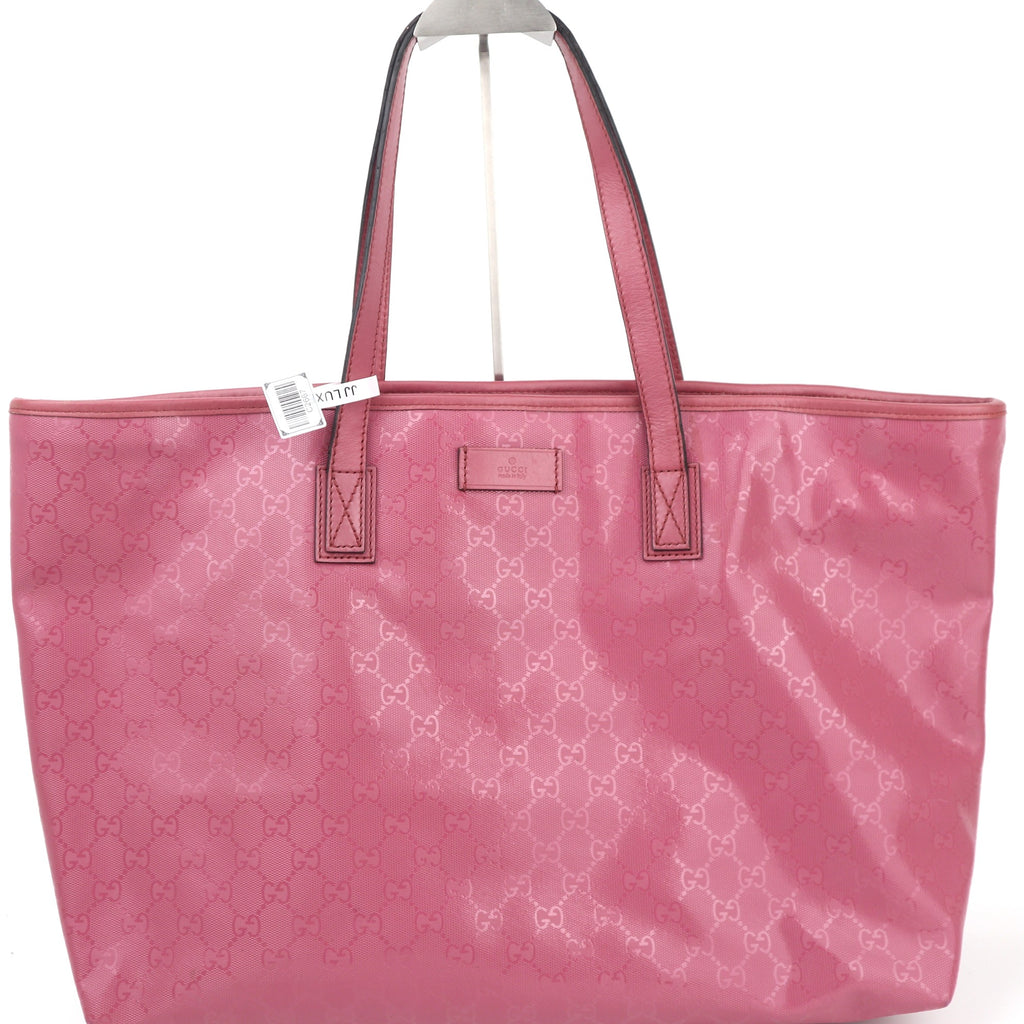 C2667 Gucci Tote Bag GG Imprimé Large | Pre-Owned Excellent Pink Polyvinyl chloride (PVC) GG Imprimé