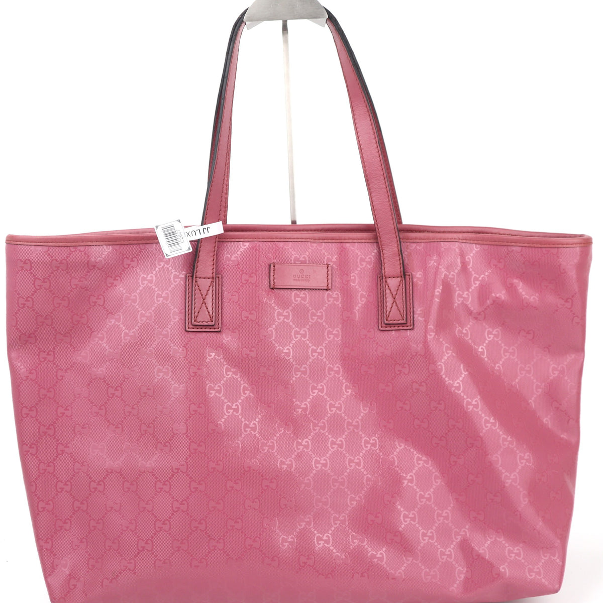 C2667 Gucci Tote Bag GG Imprimé Large | Pre-Owned Excellent Pink Polyvinyl chloride (PVC) GG Imprimé