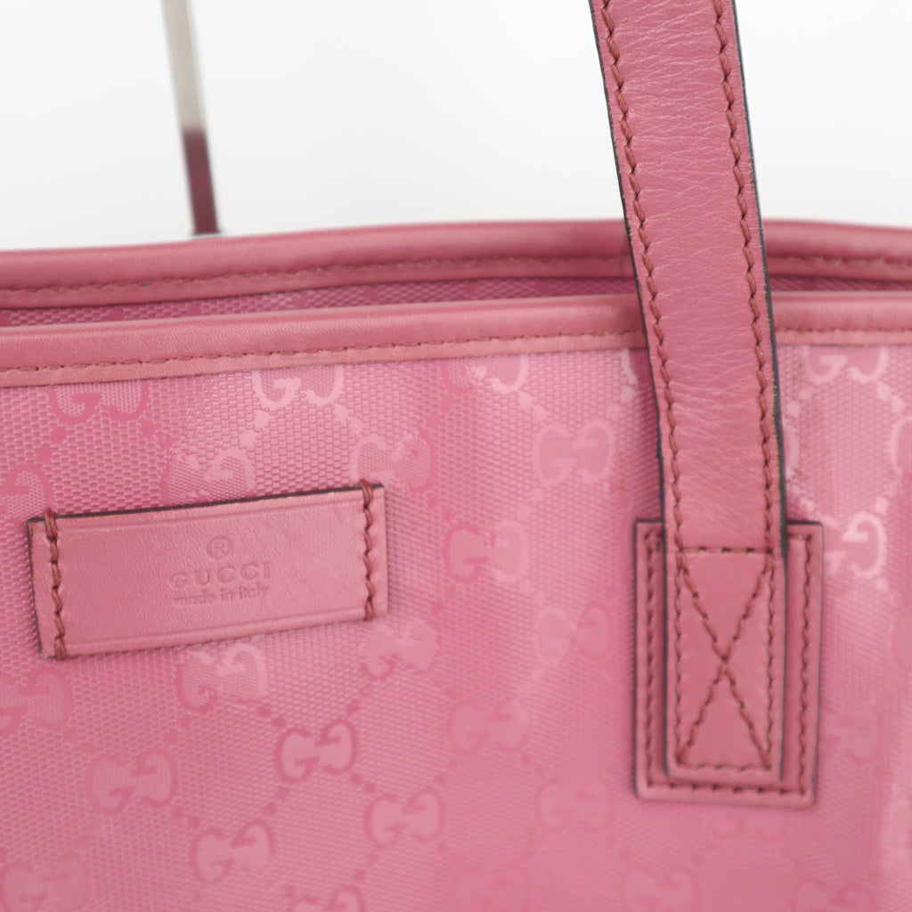 C2667 Gucci Tote Bag GG Imprimé Large | Pre-Owned Excellent Pink Polyvinyl chloride (PVC) GG Imprimé