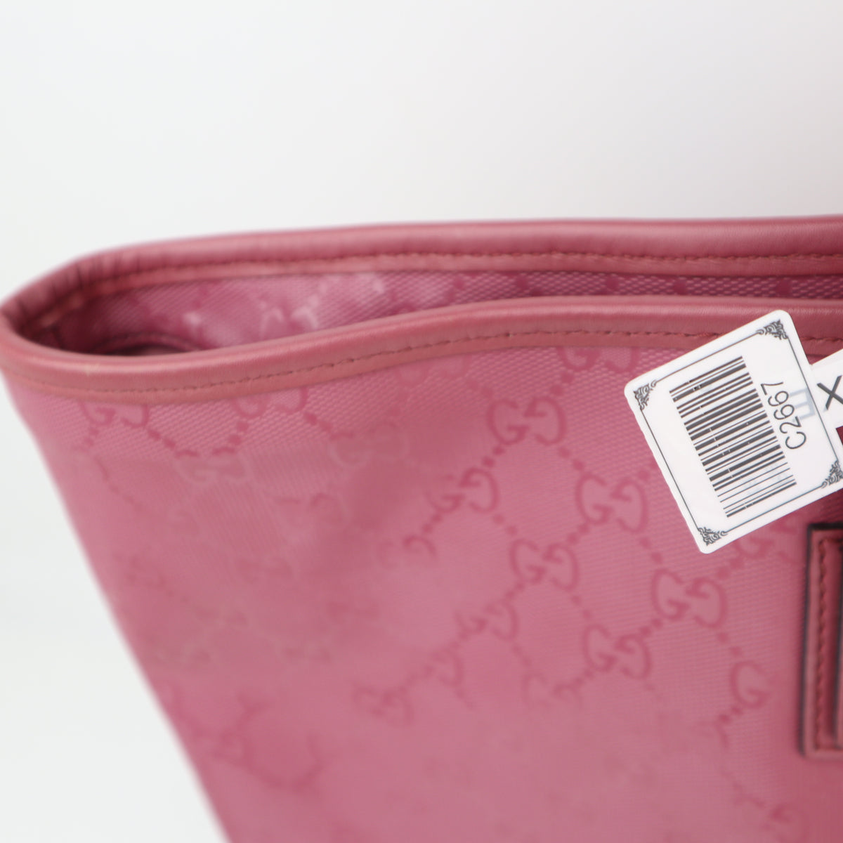 C2667 Gucci Tote Bag GG Imprimé Large | Pre-Owned Excellent Pink Polyvinyl chloride (PVC) GG Imprimé