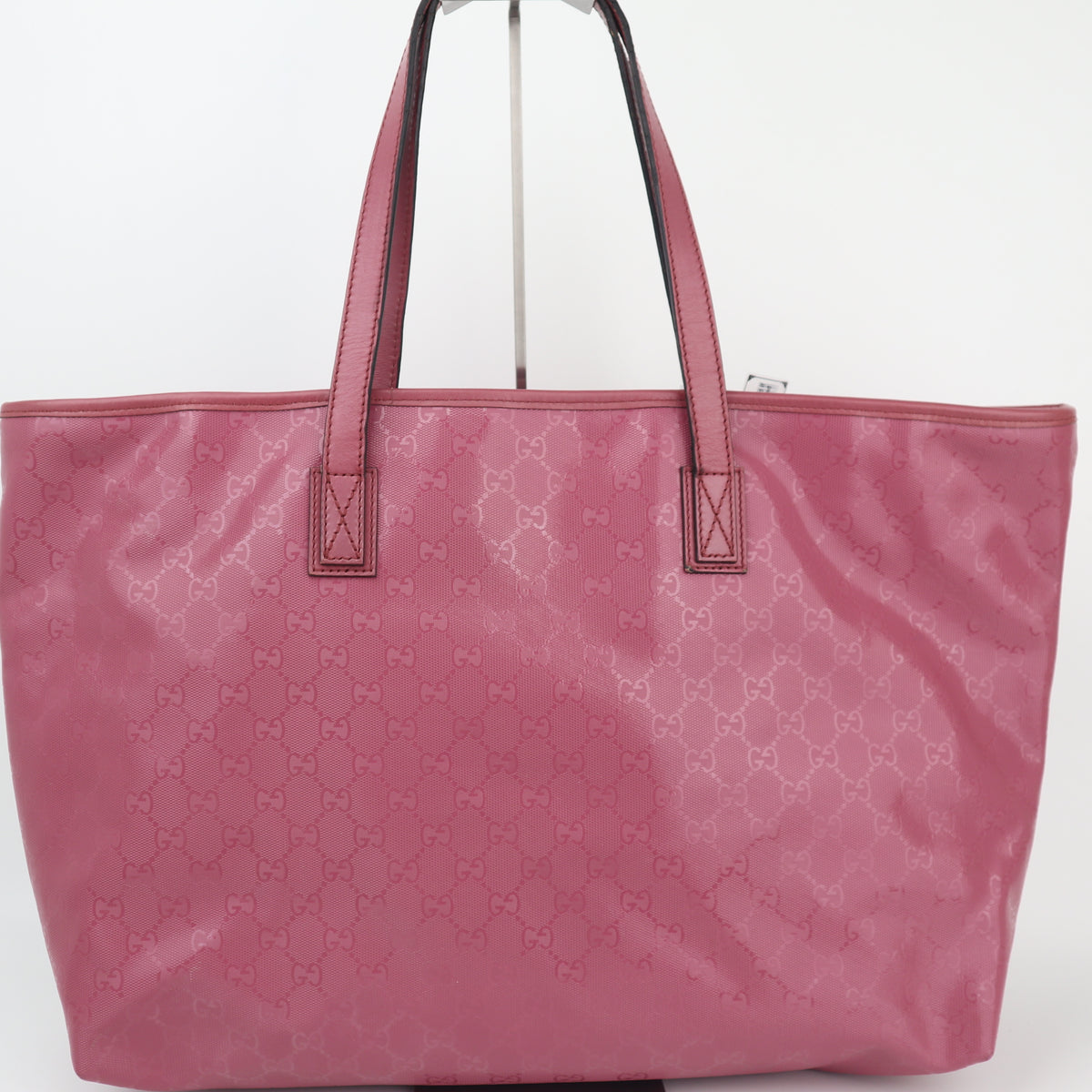 C2667 Gucci Tote Bag GG Imprimé Large | Pre-Owned Excellent Pink Polyvinyl chloride (PVC) GG Imprimé