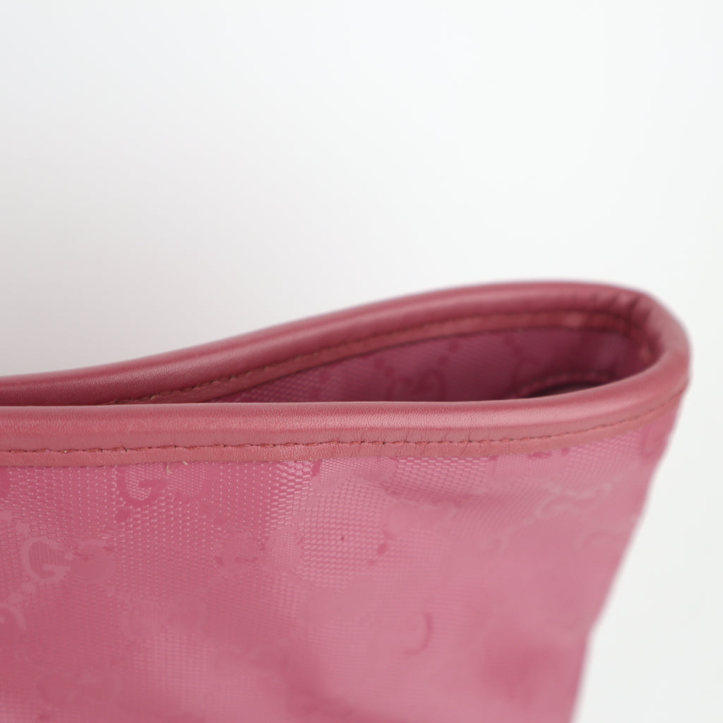 C2667 Gucci Tote Bag GG Imprimé Large | Pre-Owned Excellent Pink Polyvinyl chloride (PVC) GG Imprimé