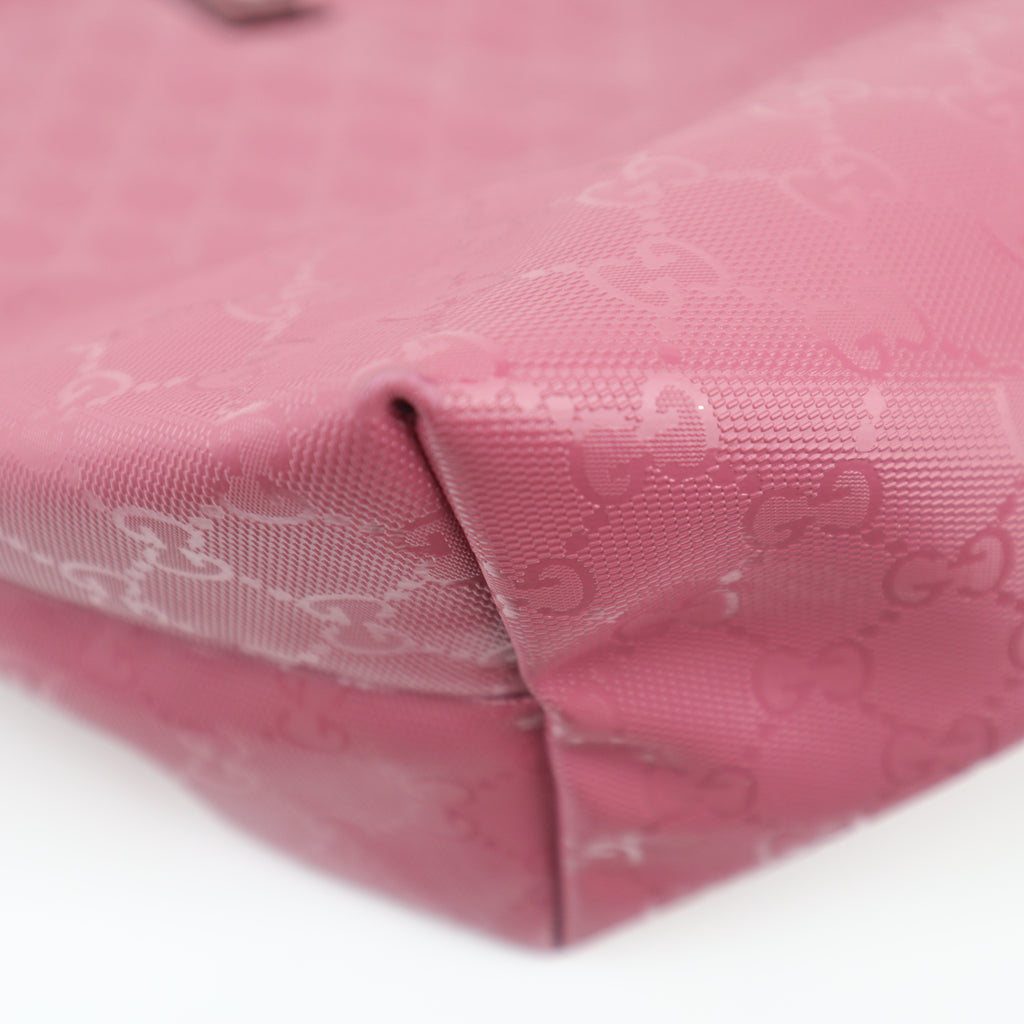 C2667 Gucci Tote Bag GG Imprimé Large | Pre-Owned Excellent Pink Polyvinyl chloride (PVC) GG Imprimé