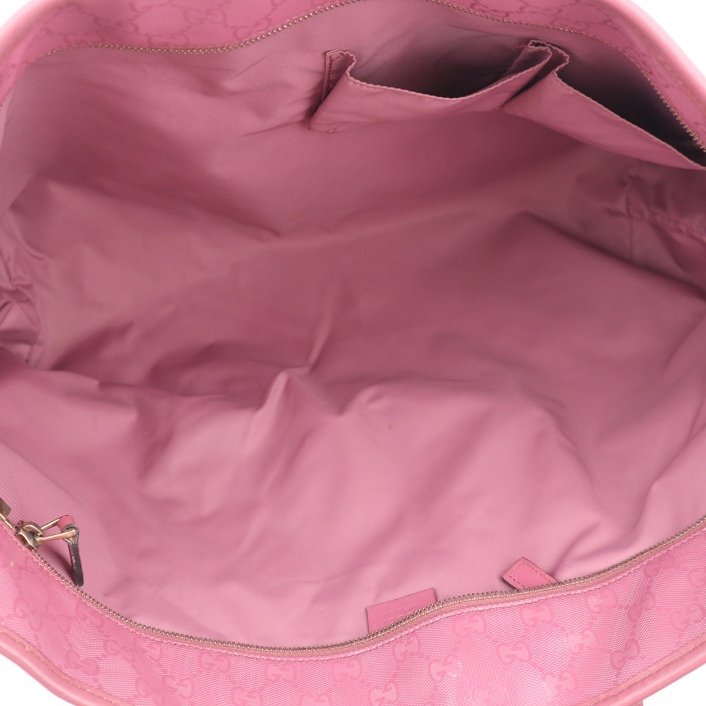 C2667 Gucci Tote Bag GG Imprimé Large | Pre-Owned Excellent Pink Polyvinyl chloride (PVC) GG Imprimé