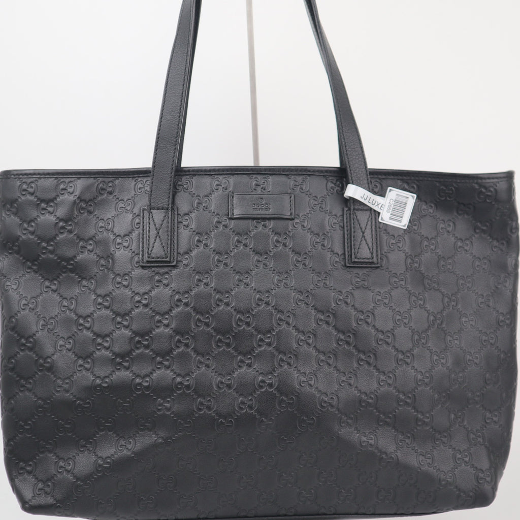 C2669 Gucci Tote Bag Guccissima Medium | Pre-Owned Excellent Black Leather Guccissima