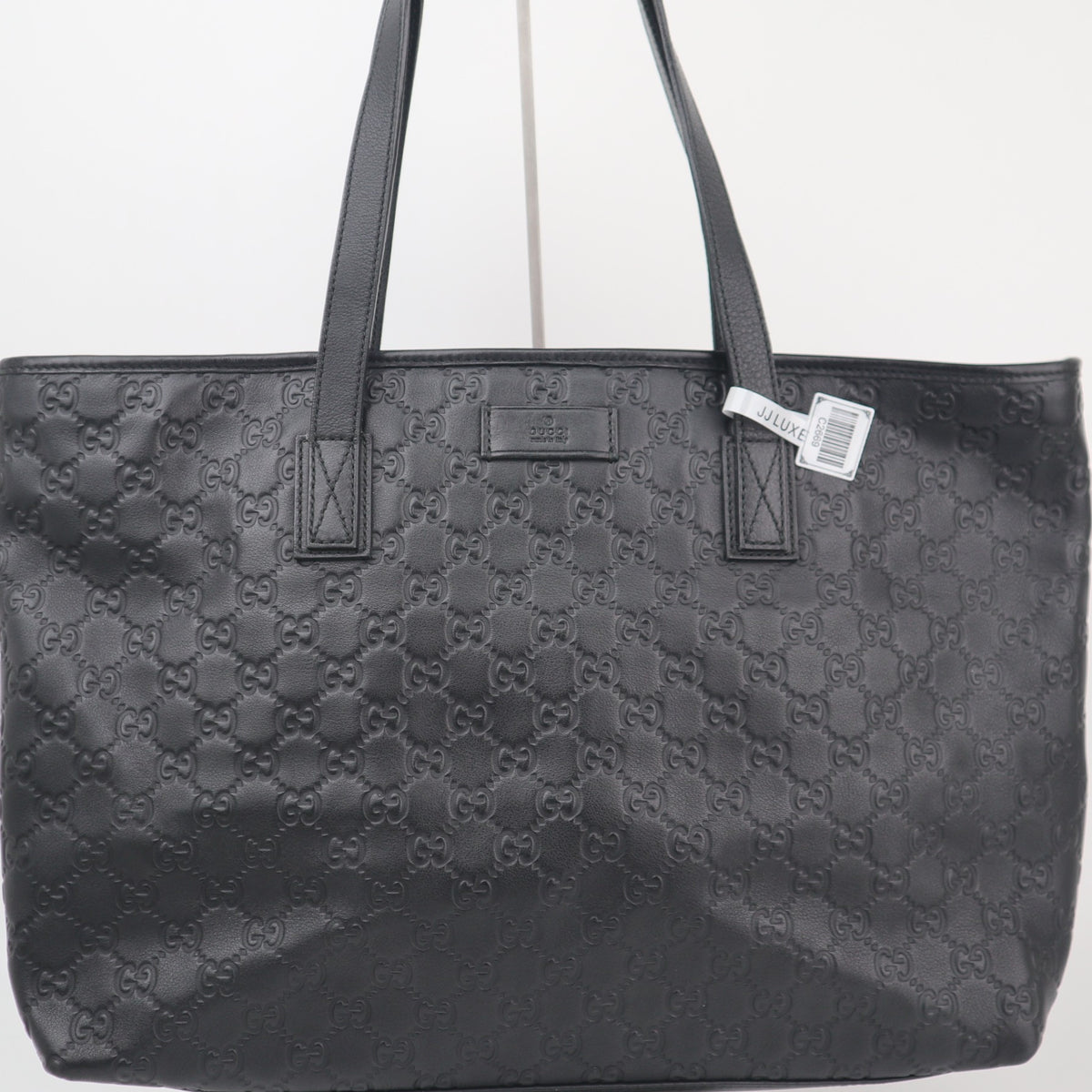 C2669 Gucci Tote Bag Guccissima Medium | Pre-Owned Excellent Black Leather Guccissima