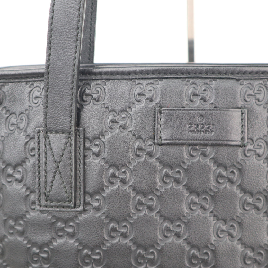 C2669 Gucci Tote Bag Guccissima Medium | Pre-Owned Excellent Black Leather Guccissima