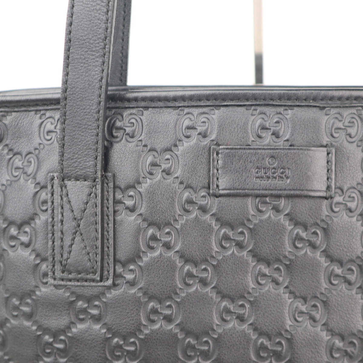 C2669 Gucci Tote Bag Guccissima Medium | Pre-Owned Excellent Black Leather Guccissima