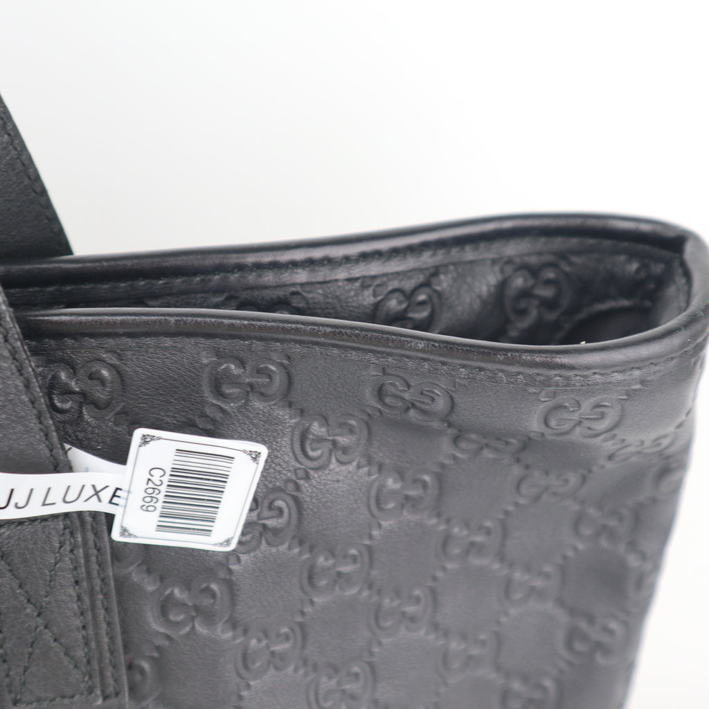 C2669 Gucci Tote Bag Guccissima Medium | Pre-Owned Excellent Black Leather Guccissima