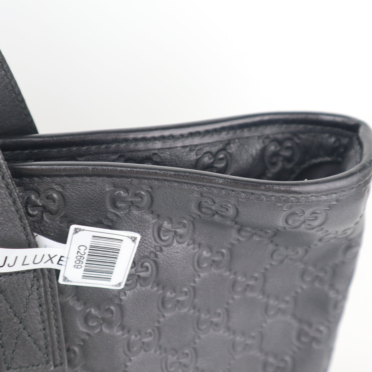 C2669 Gucci Tote Bag Guccissima Medium | Pre-Owned Excellent Black Leather Guccissima