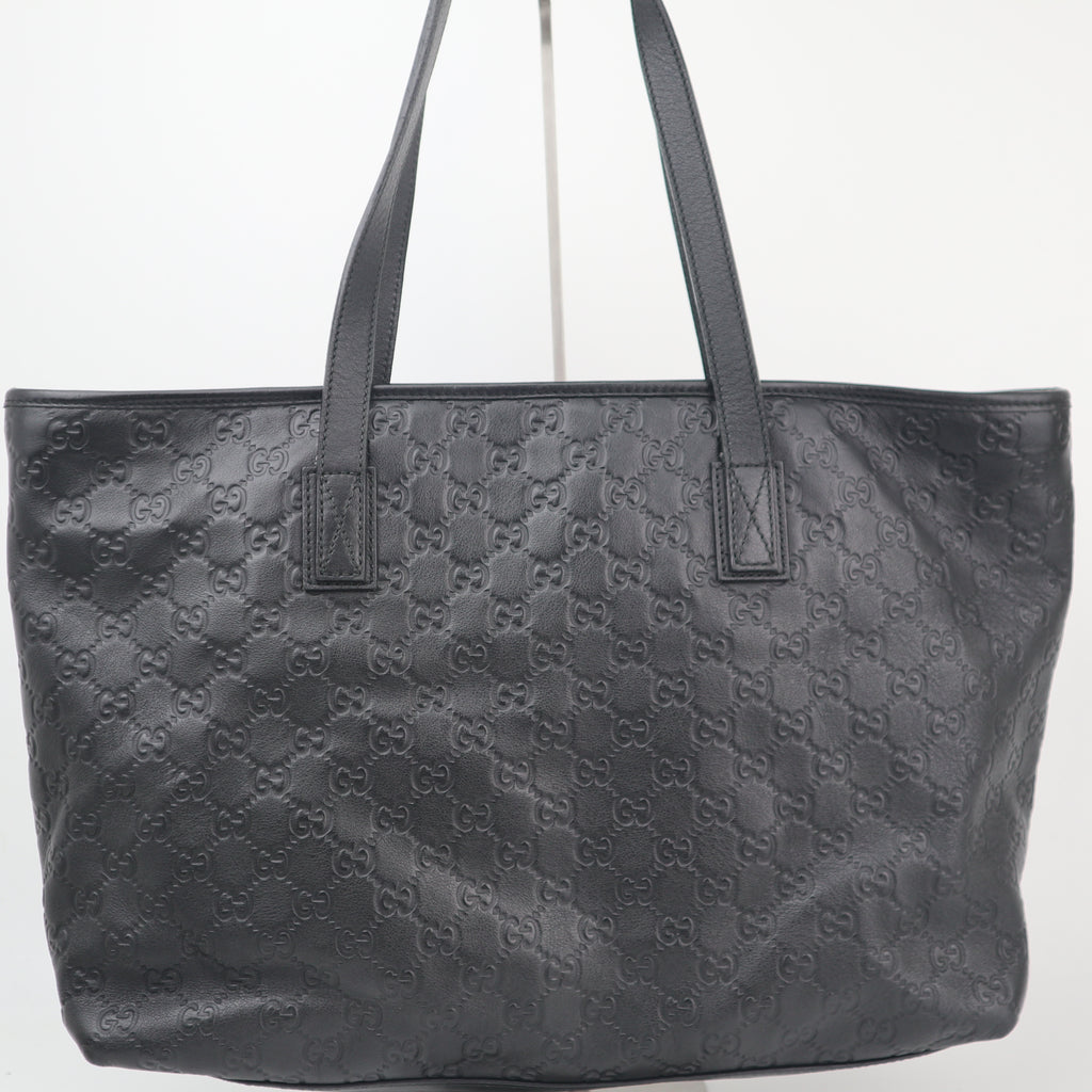 C2669 Gucci Tote Bag Guccissima Medium | Pre-Owned Excellent Black Leather Guccissima