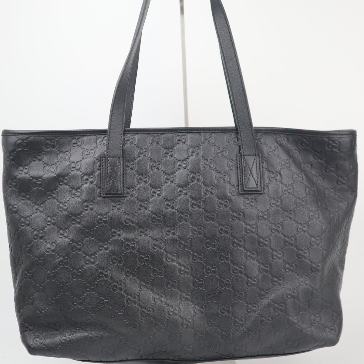 C2669 Gucci Tote Bag Guccissima Medium | Pre-Owned Excellent Black Leather Guccissima